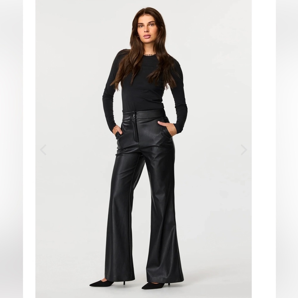 TOCCIN Gaia Flared Vegan Leather Pant in color Jet